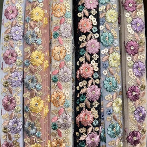 Bas prix dentelle ODM OEM douane nouveau coloré en gros broderie fleur dentelle garniture Soluble dans l'eau maille dentelle - Product Image 1
