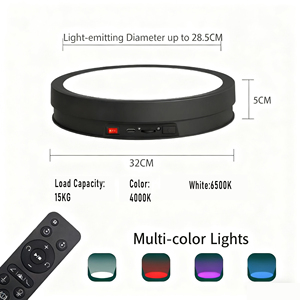 Meja putar tampilan listrik 32cm, dengan Remote Control cerdas, lampu LED, kecerahan, fitur putar warna-warni yang dapat disesuaikan - Product Image 5