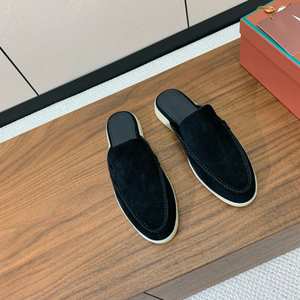 Men Italian Style Original Suede Backless Mule Loafers Hand Sewn Slip on Outdoor Flat <strong>Shoes</strong> - Product Image 2