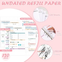 Pages de Rechange pour Agenda A5 – Inserts Quotidiens, Hebdomadaires et Mensuels pour Classeur à 6 Anneaux – Recharges de Planners Non Datés – Papier de Rechange pour Liste de Tâches