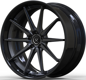 Pour <span class=keywords><strong>Audi</strong></span> <span class=keywords><strong>Sq5</strong></span> 22X10.5 et 22X12 5X112 motif de boulon noir brillant + pistolet disque métallique 2 pièces jantes en alliage d'aluminium forgé - Product Image 4