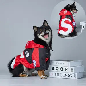 Waterproof Dogs Raincoat Jackets Outdoor Walking Dog Clothes Shirts Red Jacket Coats