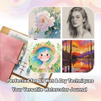 Carnet de croquis professionnel pour aquarelle avec reliure à 6 anneaux, 20 feuilles, papier 300 g/m² (140 lb) 100 % coton, sans acide, pressé à froid, journal d'art