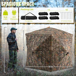 Cubierta de Caza de Poliéster con Visión Panorámica de 270 Grados, Toldo Desplegable para Ciervos 147x147x167cm para Caza - Product Image 3