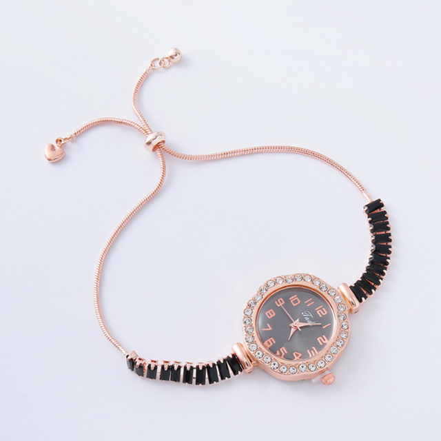 LP26 Fashion Heart Flower Pattern Diamond Inlaid Women's Watch Adjustable Strap Women's Quartz Watches Thin Leisure Luxury Clock