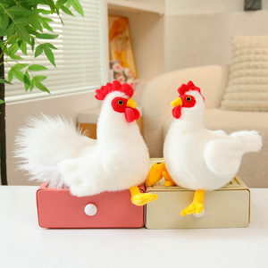 Peluche <span class=keywords><strong>de</strong></span> Gallina Blanca Personalizado OEM/ODM - Colores y Patrones Personalizables, Gallina <span class=keywords><strong>de</strong></span> Peluche Personalizada con Peineta Roja para Regalos - Product Image 4