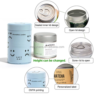 Hot Bán Tùy Chỉnh 30G/50G Tin Có Thể Tốt Nhất Nghi Lễ Lớp Matcha Màu Xanh Lá Cây Trà Bột Bao Bì Hộp Thiếc Với Vít Nắp - Product Image 5