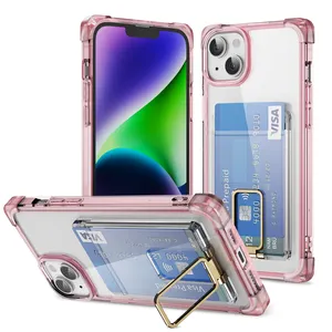 Wholesale Shockproof Transparent Acrylic Slipper Phone Case with Cardholder Compatible with iPhone 14 Pro