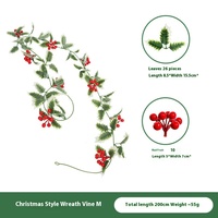 Europees Amerikaans Grensoverschrijdend Kerstversiering Duurzaam Rotan Ontwerp Met Gouden Krans Hulst Fruit Rode Bessen Simulatie