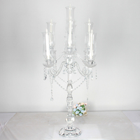 Dexi Porte-bougie à 9 bras en verre cristal, style artisanal, à longue tige, tailles personnalisées, pour décorations de table de mariage et centres de table