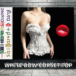 Haut court corset blanc en dentelle florale respirante avec nœud 2025 – Bustier sexy moulant pour femme, idéal pour les soirées et clubs, sculpte la taille - Product Image 2