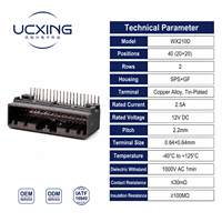 Connecteur de têtes de bornes PCB MX34016NF3 WX-210 à 40 broches, angle droit 90 degrés, pas de 2,2 mm, 2,5 A 12 V, certifié IATF16949, OEM d'usine