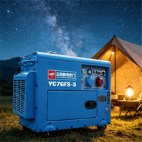 Générateur diesel silencieux pour usage domestique 7 kW Yuchai YC7GFS-3 à châssis ouvert compact insonorisé 230 V pour extérieur et intérieur