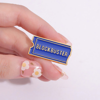 Blocbuster Video Enamel Pin Retro 90s VHS film sewa bros tiket Lapel ransel perhiasan hadiah dekorasi untuk teman-teman