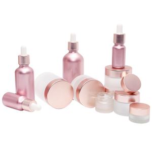 ขวดแก้วครีมและกระปุกบรรจุภัณฑ์ผลิตภัณฑ์ดูแลเส้นผมแบบฝ้าสีชมพู ขนาด 50 มล. 100 มล. พร้อมโลโก้สั่งทำ - Product Image 2