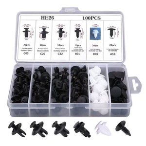 HE26 100 pièces assorties de fixations pour <span class=keywords><strong>carrosserie</strong></span> de voiture, pare-chocs, garniture de porte, rivet de garde-boue, vis <span class=keywords><strong>en</strong></span> nylon, kit de clips de verrouillage, accessoires de voiture - Product Image 5