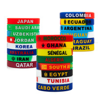 Bracelets en silicone patriotiques avec imprimés de drapeaux nationaux, bracelets en caoutchouc unisexes pour les événements sportifs et le quotidien