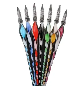 Handgeblazen Glazen Lint Pen Vintage Murano Glas Kalligrafie Handtekening Dip Pen Met Geschenkdoos Voor Huwelijksfeest Verjaardagscadeaus