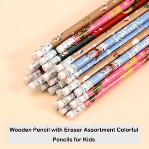 XinyiArt 6pcs 4 Styles Crayons <span class=keywords><strong>de</strong></span> forme ronde HB Crayons non aiguisés avec gommes Parfait pour les projets d'artisanat <span class=keywords><strong>de</strong></span> <span class=keywords><strong>dessin</strong></span> <span class=keywords><strong>de</strong></span> cadeau <span class=keywords><strong>de</strong></span> Noël - Product Image 2