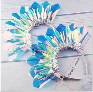 Bandeau lumineux à paillettes pour la fête de Noël <span class=keywords><strong>d</strong></span>'<span class=keywords><strong>Halloween</strong></span>, cerceau à cheveux à paillettes arc-en-ciel pour performance sur scène de concert de rave, vente en gros - Product Image 3