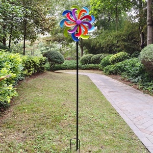 Ornements de jardin en métal cinétique double RSF, fleurs colorées, 35 éoliennes à vent, diamètre 38 cm, modèle facile à installer # 53 - Product Image 5