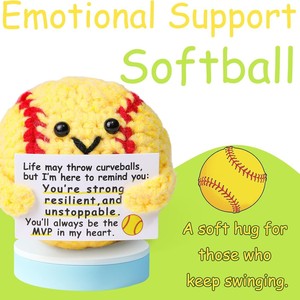 Muñeca de béisbol amarilla de ganchillo personalizable directa de fábrica, regalos de apoyo emocional de gran venta para artesanía de tela textil - Product Image 3