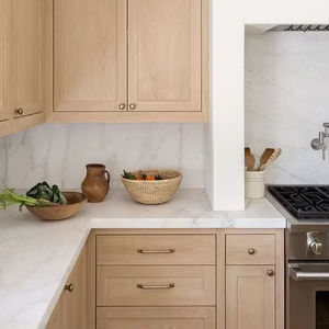 Cbmmtt قشرة خشبية صلبة وحدات مطبخ كاملة من خشب البلوط الأبيض باب شاكر جديد تصميم فاخر خزائن مطبخ وحدات - Product Image 1