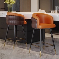 Tabouret de bar de style italien, luxe léger, haut de gamme, rotatif, personnalisable, avec cadre métallique, accoudoirs, chaise d'îlot avec dossier, pour usage domestique ou hôtelier