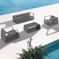 Ensemble de canapé et table basse d'extérieur haut de gamme en alliage d'aluminium, imperméable et résistant aux UV, pour cour, jardin, terrasse