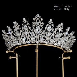 Pretty Queen Diamond Crown y Tiaras con Cubic Zirconia Cobre Boda Cumpleaños Princesa <span class=keywords><strong>Coronas</strong></span> - Product Image 6