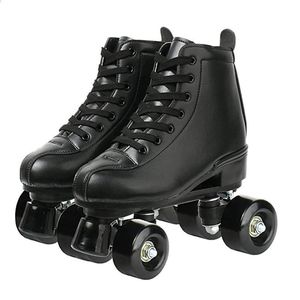 TOMITOMO Chaussures de roller montantes unisexes <span class=keywords><strong>à</strong></span> double rangée pour intérieur et extérieur, roulements ABEC-7, roues lumineuses étanches - Product Image 1