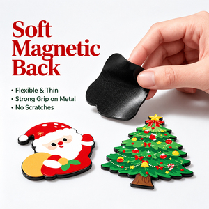 Aimant de réfrigérateur de Noël en PVC durable, imprimé en couleurs vives, à bords arrondis et découpe lisse, pour les détaillants saisonniers (commande en gros) - Product Image 3