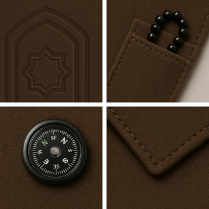 Qibla 나침반과 포켓이있는 맞춤형 스웨이드 접이식 기도 매트 | 도매를위한 OEM 이슬람기도 깔개 - Product Image 5