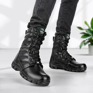 Genuine Leather Formal Lace Up Rugged Anti Skid High <b>Ankle</b> Durable Outdoor Shoes Comfortable Cushion Foot bed Premium Footwear - Product Image 1