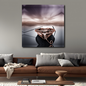 Vente en gros bateau sur la rivière toile peinture imprimée paysage art mural salon arts et artisanat pour décoration murale - Product Image 3