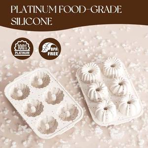 MUYULINS factory can customize 6-cup LFGB non-stick BPA-free <b>silicone</b> cupcake pan with metal reinforced frame, American-style - Product Image 4