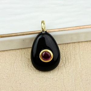 Ciondolo a Goccia in Pietra Preziosa 12x16mm con Micro Pavé di Zirconi, Pietra di Luna Naturale e Quarzo Rosa, Regalo Unico - Product Image 4