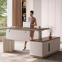 Bureau de direction intelligent électrique réglable en hauteur de niveau E0, bureau de luxe léger haut de gamme, ensemble chaise de bureau exécutive
