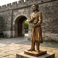 Sculpture de guerrier antique blindé en bronze coulé, style historique vintage personnalisé, décoration de parc culturel, statue en bronze