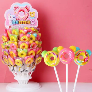 Venta al por mayor <span class=keywords><strong>Donut</strong></span> Lollipop Stand Fruit Flavored Soft Hard Candy para niños Halal Certified Small Snacks - Product Image 5