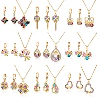 Colorful Cubic Zirconia Necklace and Earring Sets