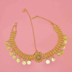 الهندي الذهب الفضة معدن عملة شرابة رئيس سلاسل كريستال أكاليل من الزهور للنساء بوهو الزفاف حزب إكسسوارات الشعر - Product Image 3