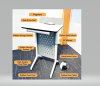 Escritorio Moderno Convertible con Altura Ajustable Neumática, Tablero de MDF, Estructura de Aleación de Aluminio y Acero para Oficina