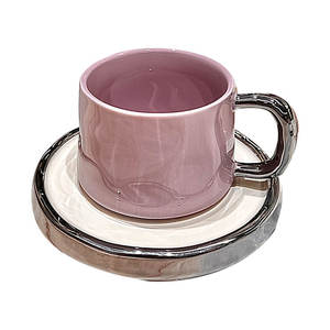 Ensemble de tasses à café en céramique rose nordique avec soucoupe, réutilisables, créatives, décoratives pour la maison, pour le petit-déjeuner, le latte, le thé - Product Image 5