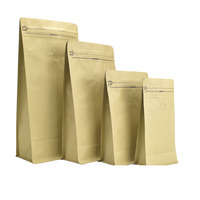 Pochette debout réutilisable de 100g imprimée sur mesure pour café papier kraft noir et sac d'emballage alimentaire en PLA