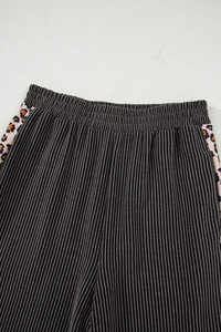 Thân Mạnh-Người Yêu Bán Buôn Phụ Nữ <span class=keywords><strong>Leopard</strong></span> Chắp Vá Cạnh Xoắn Sườn T Áo Sơ Mi Và Cắt Quần Đặt Hai Mảnh - Product Image 3