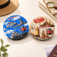 OEM ODM Turquie City Square Mini miroir de poche Istanbul Maquillage Logo personnalisé Souvenirs de voyage