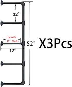 Mensola in ferro con montaggio a parete industriale con ripiano in ferro retrò nero fai da te per aprire la libreria della cucina - Product Image 2