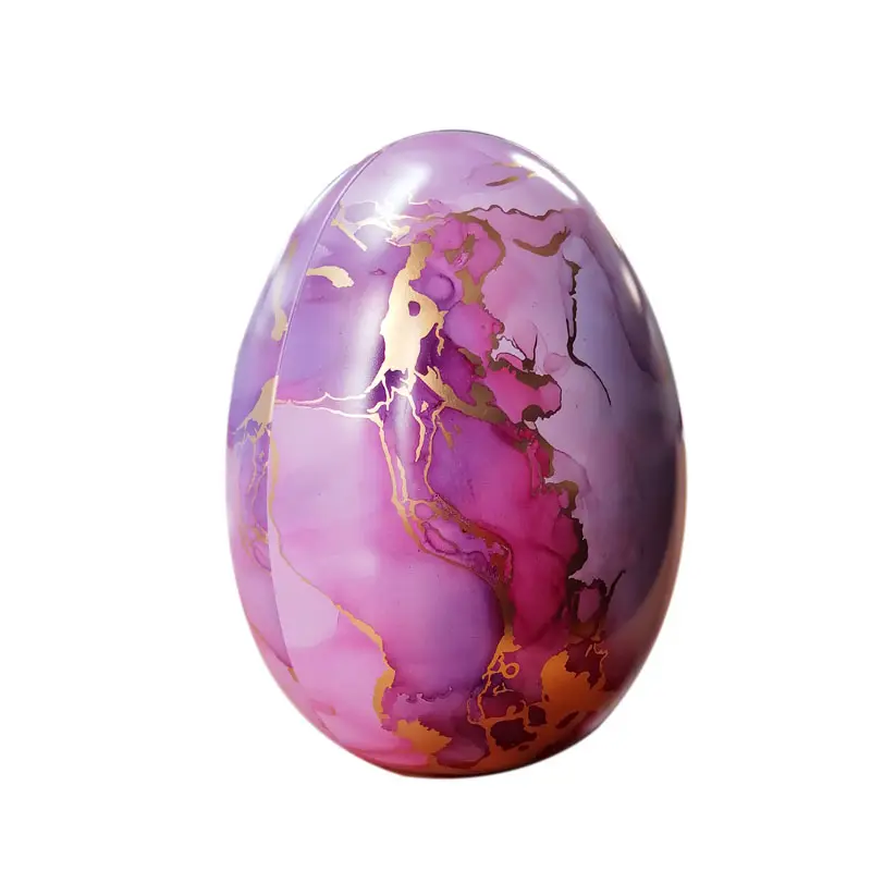 Sıcak satış Facture özel büyük boy yumurta şekli paskalya büyük renkli baskı Metal yumurta ambalaj için hediye