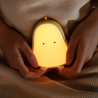 Lampe de nuit LED en forme de poire de dessin animé mignon capteur tactile veilleuse ambiante qualité alimentaire USB rechargeable